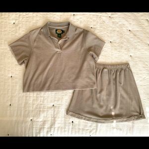 Two piece matching polo and skirt set